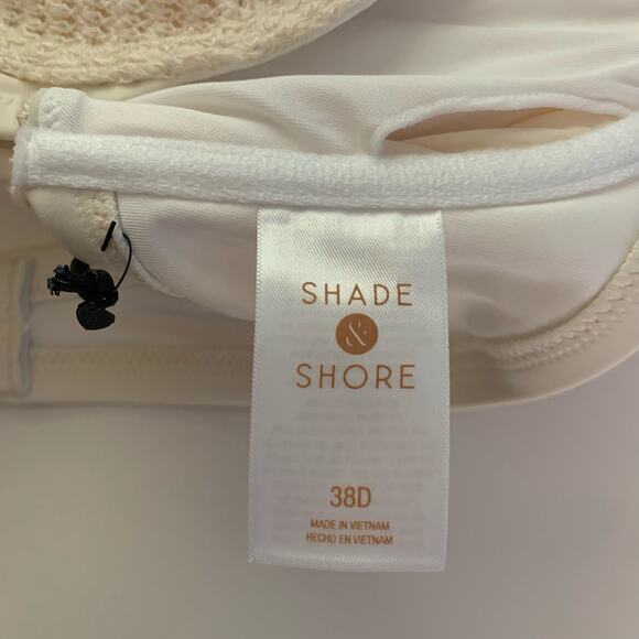 SHADE & SHORE Off-White Crochet Lace Underwire Bikini Top Size 38D -‎ NWT - Picture 6 of 7